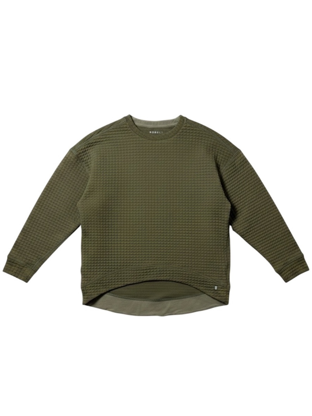 NOBULL Quilted Crew Pullover in Army Green Size Small